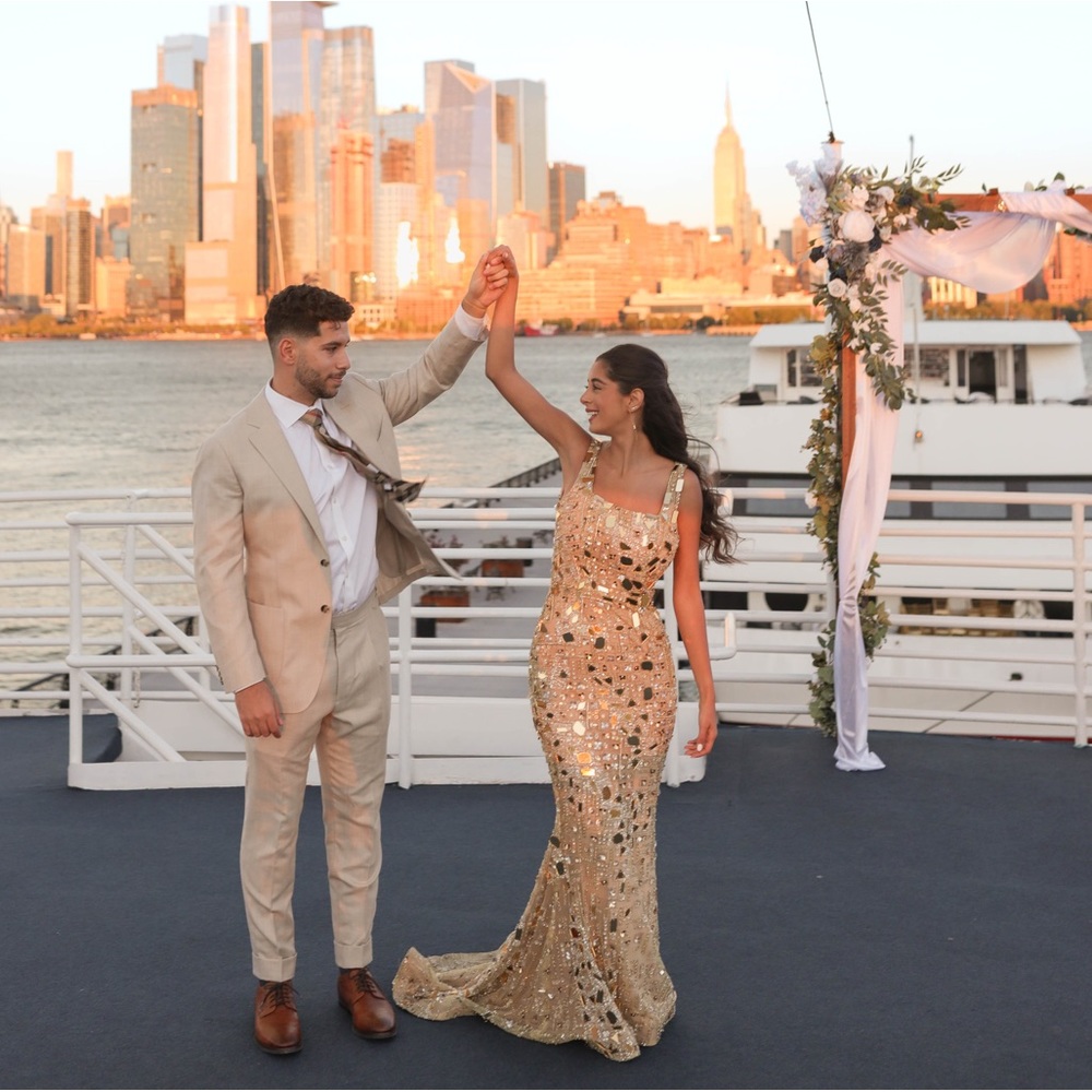 Custom Beige and God Embellished Gown